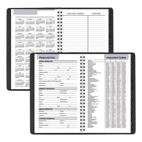 Image of AT-A-GLANCE® DayMinder Block Format Weekly Appointment Book, Tabbed Telephone/Add Section, 8.5 x 5.5, Black, 12-Month (Jan to Dec): 2025