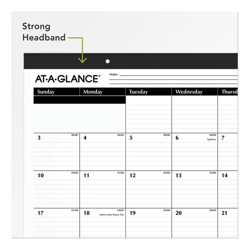 Image of AT-A-GLANCE® Ruled Desk Pad, 22 x 17, White Sheets, Black Binding, Black Corners, 12-Month (Jan to Dec): 2025