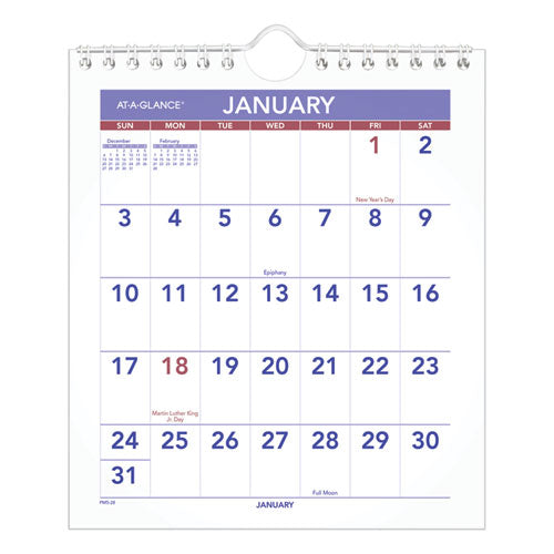 Image of AT-A-GLANCE® Mini Monthly Wall Calendar with Fold-Out Easel, 7 x 8, White Sheets, 12-Month (Jan to Dec): 2025