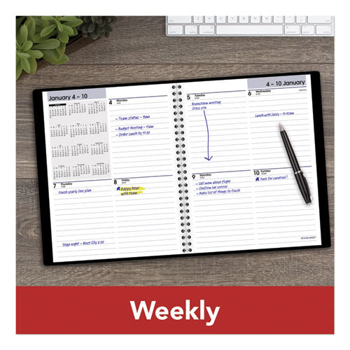 Image of AT-A-GLANCE® DayMinder Open-Schedule Weekly Appointment Book, 8.75 x 7, Black Cover, 12-Month (Jan to Dec): 2025