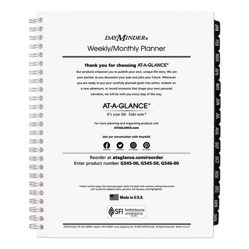 Image of AT-A-GLANCE® DayMinder Executive Weekly/Monthly Refill, 8.75 x 7, White Sheets, 12-Month (Jan to Dec): 2025