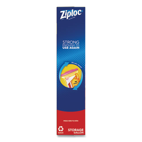 Image of Ziploc® Double Zipper Storage Bags, Triple System Seal, Gallon, 9.6" x 12.1", Clear, 19 Bags/Box, 12 Boxes/Carton