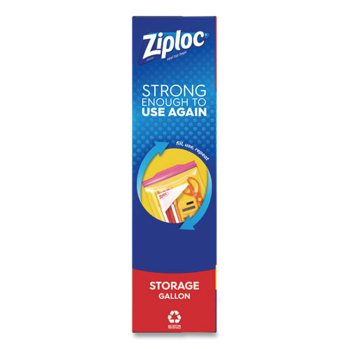 Image of Ziploc® Double Zipper Storage Bags, Triple System Seal, Gallon, 10.56" x 10.75", Clear, 38/Box