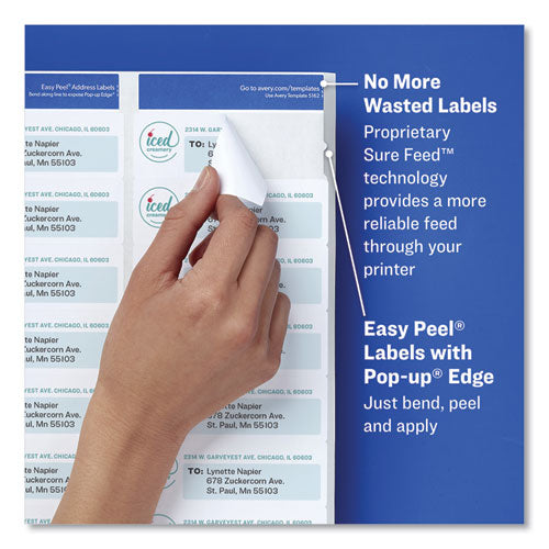 Image of Avery® Easy Peel White Address Labels With Sure Feed Technology, Inkjet Printers, 1 X 2.63, White, 30/sheet, 10 Sheets/pack