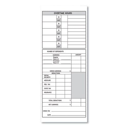 Image of Pyramid Technologies Time Clock Cards For Pyramid Technologies 1000/2000, Two Sides, 3.5 X 9, 100/pack