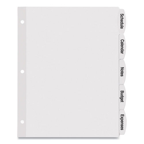 Image of Avery® Big Tab Printable White Label Tab Dividers, 5-Tab, 11 x 8.5, White, 4 Sets