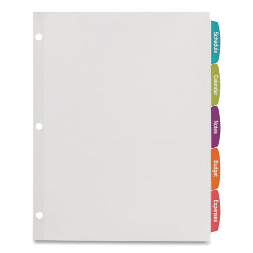 Image of Avery® Big Tab Printable White Label Tab Dividers, 5-Tab, 11 x 8.5, White, 4 Sets