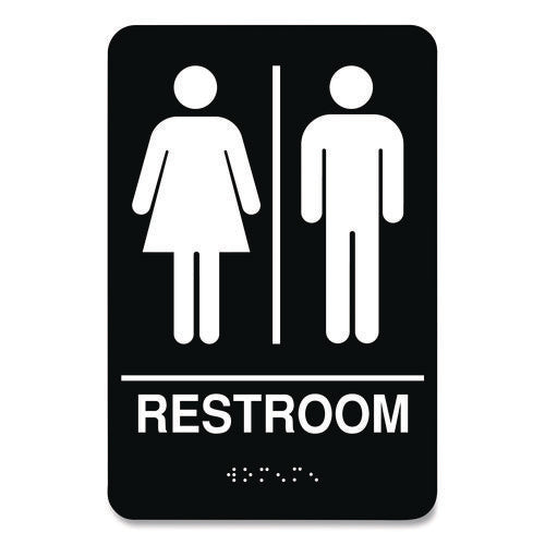 Image of COSCO Indoor Restroom Door Sign, Unixex 5.5 X 8.5, Black/white