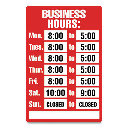 Image of COSCO Open/closed Business Hours Sign Kit, 8 X 12, Red