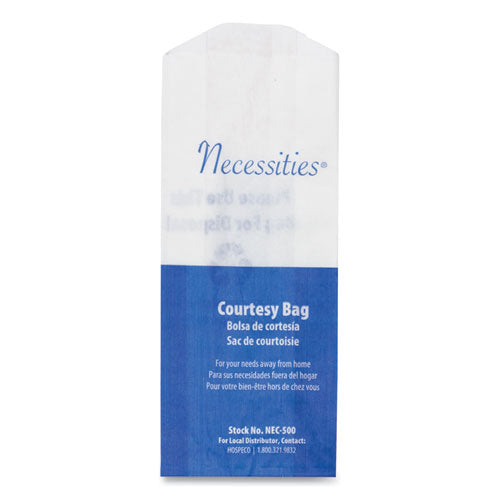 Image of HOSPECO® Feminine Hygiene Convenience Disposal Bag, 3" x 1.5" x 7.75", White, 500/Carton