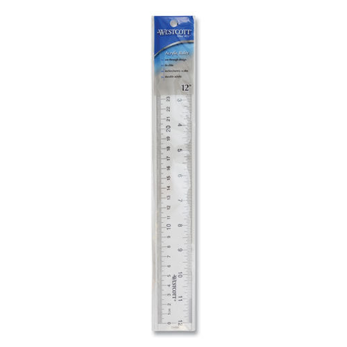 Image of Westcott® Clear Flexible Acrylic Ruler, Standard/metric, 12" Long, Clear