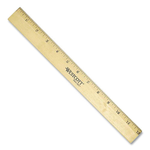 Image of Westcott® Wood Ruler With Single Metal Edge, Standard, 12" Long