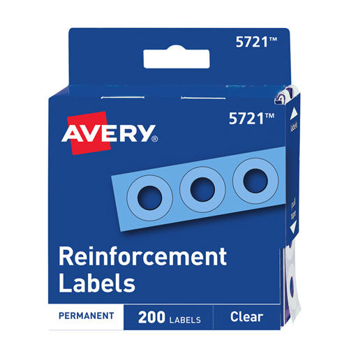Image of Avery® Dispenser Pack Hole Reinforcements, 0.25" Dia, Clear, 200/Pack, (5721)