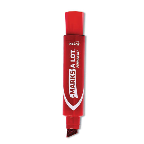 Image of Avery® Marks A Lot Extra-Large Desk-Style Permanent Marker, Extra-Broad Chisel Tip, Red (24147)