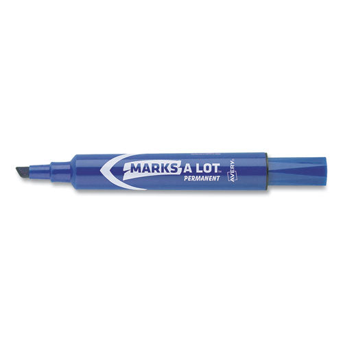 Image of Avery® Marks A Lot Regular Desk-Style Permanent Marker, Broad Chisel Tip, Blue, Dozen (7886)