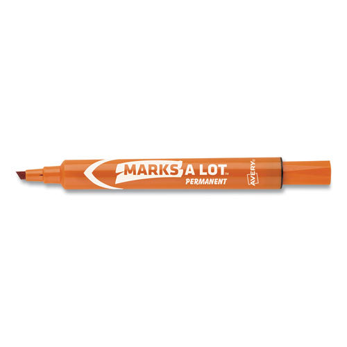 Image of Avery® Marks A Lot Large Desk-Style Permanent Marker, Broad Chisel Tip, Orange, Dozen (8883)