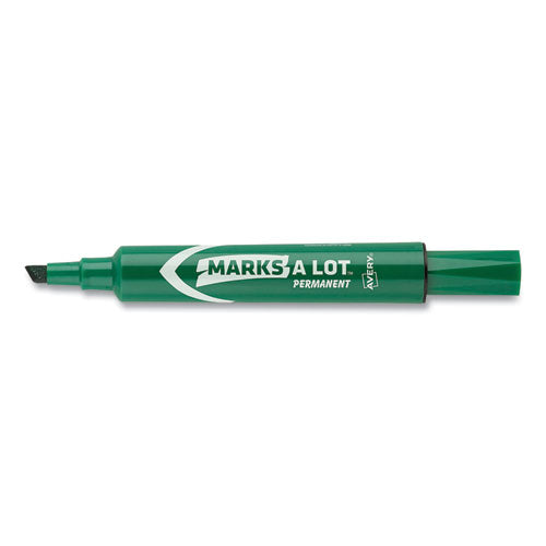 Image of Avery® Marks A Lot Regular Desk-Style Permanent Marker, Broad Chisel Tip, Green, Dozen (7885)