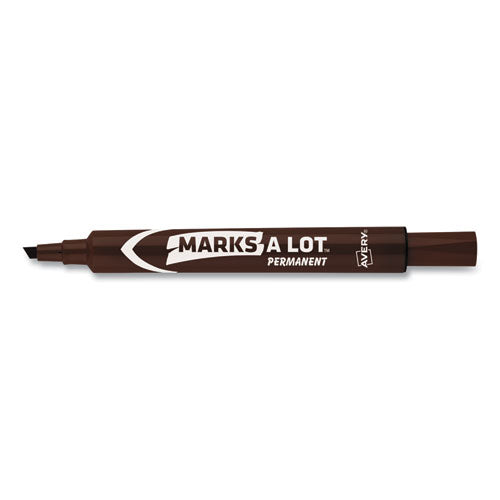 Image of Avery® Marks A Lot Large Desk-Style Permanent Marker, Broad Chisel Tip, Brown, Dozen (8881)