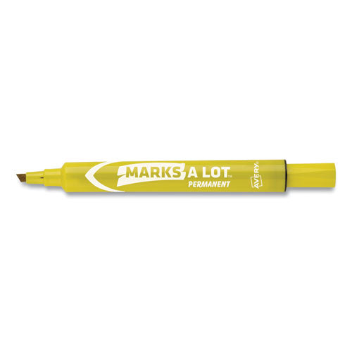Image of Avery® Marks A Lot Large Desk-Style Permanent Marker, Broad Chisel Tip, Yellow, Dozen (8882)