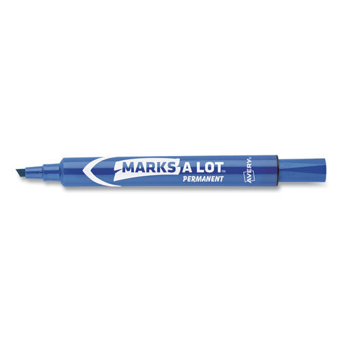 Image of Avery® Marks A Lot Large Desk-Style Permanent Marker, Broad Chisel Tip, Blue, Dozen (8886)