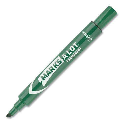 Image of Avery® Marks A Lot Large Desk-Style Permanent Marker, Broad Chisel Tip, Green, Dozen (8885)