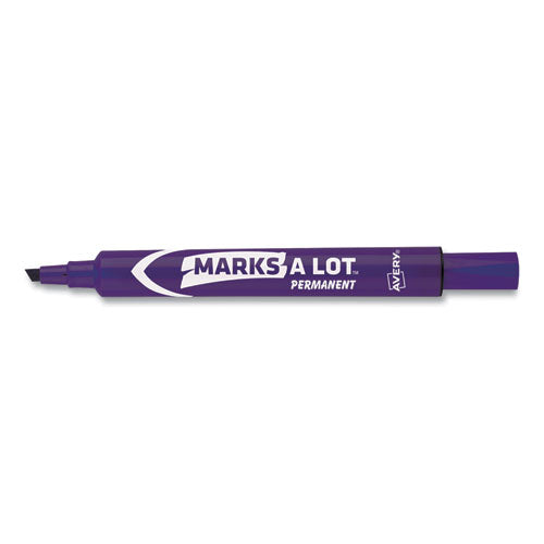 Image of Avery® Marks A Lot Large Desk-Style Permanent Marker, Broad Chisel Tip, Purple, Dozen (8884)