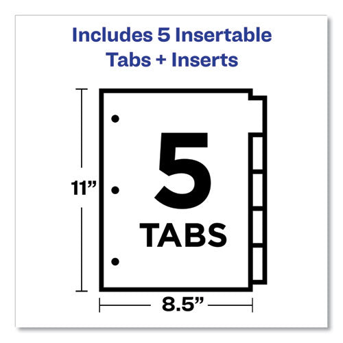 Image of Office Essentials Plastic Insertable Dividers, 5-Tab, 11 x 8.5, Clear Tabs, 1 Set