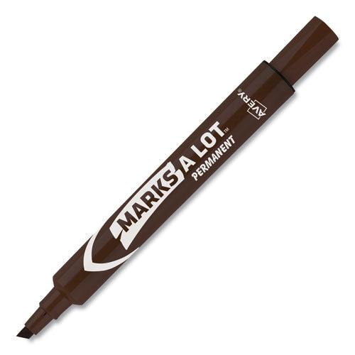 Image of Avery® Marks A Lot Large Desk-Style Permanent Marker, Broad Chisel Tip, Brown, Dozen (8881)