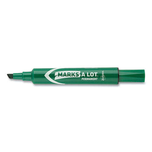 Image of Avery® Marks A Lot Large Desk-Style Permanent Marker, Broad Chisel Tip, Green, Dozen (8885)