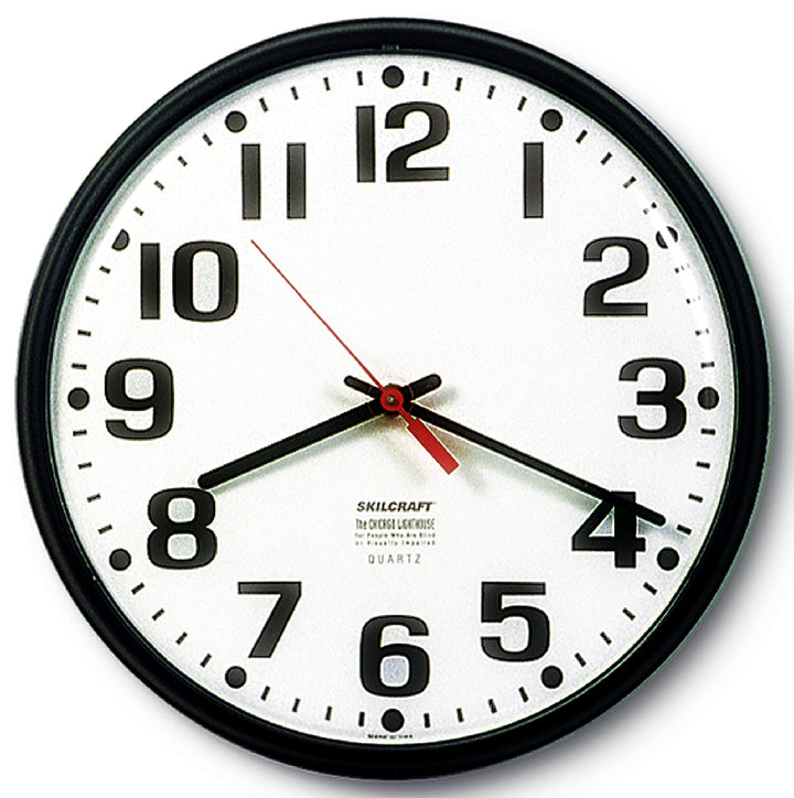 Image of Quartz Wall Clock Slimline, Plastic Frame, 12.75" Diameter, Black Case/White Face