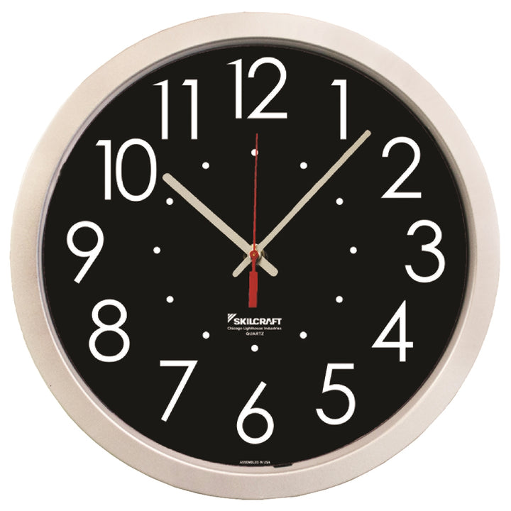 Image of High Contrast Quartz Wall Clock, 14.5" Diameter