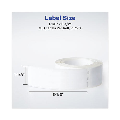 Image of Avery® Multipurpose Thermal Labels, 1.13 X 3.5, White, 130/roll, 2 Rolls/pack
