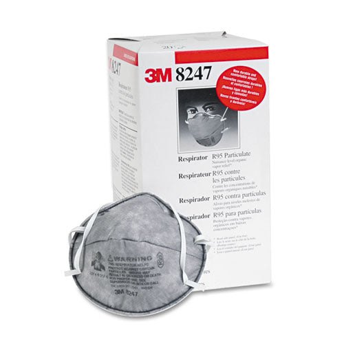 Image of 3M R95 Particulate Respirator w/Nuisance-Level Organic Vapor Relief, One Size Fits All, 20/Box
