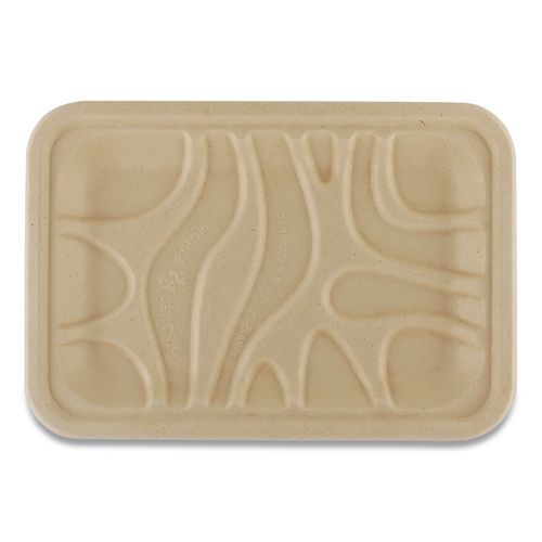 Image of World Centric® Fiber Trays, PLA Lined, PFAS Free, 8.2 x 5.7 x 0.7, Natural, Paper, 500/Carton