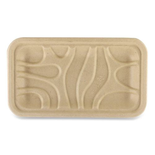 Image of World Centric® Fiber Trays, PLA Lined, PFAS Free, 8.3 x 4.9 x 0.7, Natural, Paper, 500/Carton