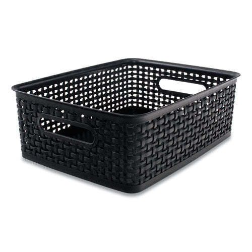 Image of Advantus Plastic Weave Bin, Medium, 14" X 10.5" X 4.63", Black