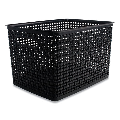 Image of Advantus Plastic Weave Bin, Large, 13.5" X 10.5" X 8.75", Black