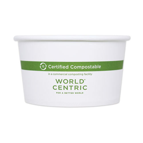 Image of World Centric® Paper Bowls, 12 oz, 4.5" Diameter x 2.5" h,  White, 500/Carton