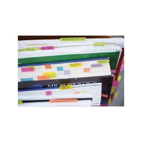 Image of Post-it® Flags 0.94" Wide Flags With Dispenser, Bright Blue, Bright Green, Purple, 60 Flags