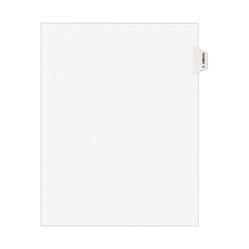 Image of Avery® Avery-Style Preprinted Legal Side Tab Divider, 26-Tab, Exhibit V, 11 x 8.5, White, 25/Pack, (1392)
