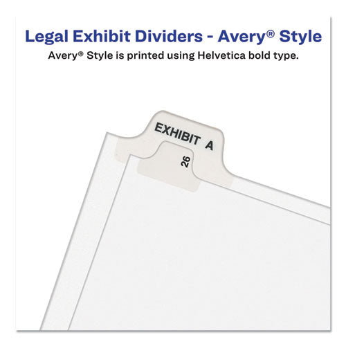 Image of Avery® Avery-Style Preprinted Legal Side Tab Divider, 26-Tab, Exhibit V, 11 x 8.5, White, 25/Pack, (1392)