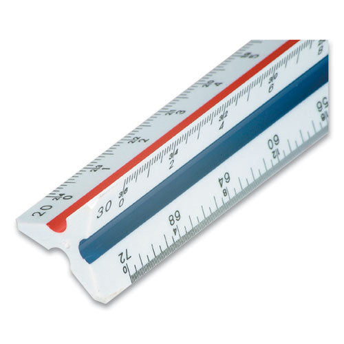 Image of Staedtler® Triangular Scale Plastic Engineers Ruler, 12" Long, White With Colored Grooves