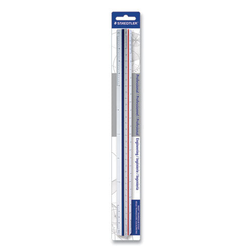 Image of Staedtler® Triangular Scale Plastic Engineers Ruler, 12" Long, White With Colored Grooves