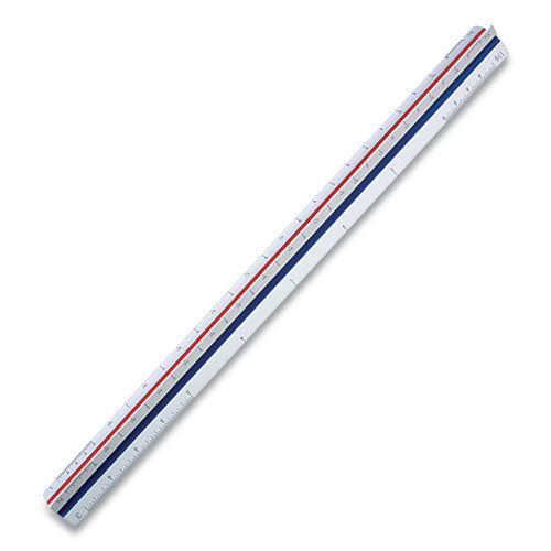 Image of Staedtler® Triangular Scale Plastic Engineers Ruler, 12" Long, White With Colored Grooves