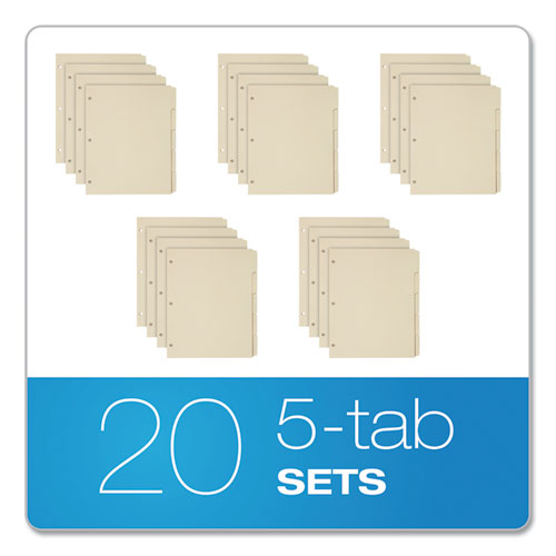 Image of Oxford Write-On Tab Dividers, 5-Tab, 11 X 8.5, Manila, 20 Sets