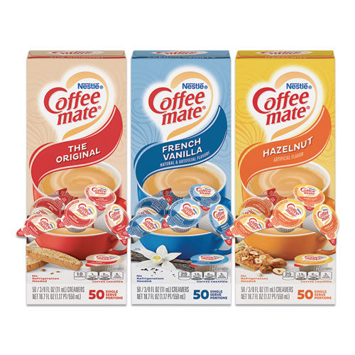 Image of Coffee mate® Liquid Coffee Creamer, Assorted Flavors, 0.38 oz Mini Cups, 150/Carton