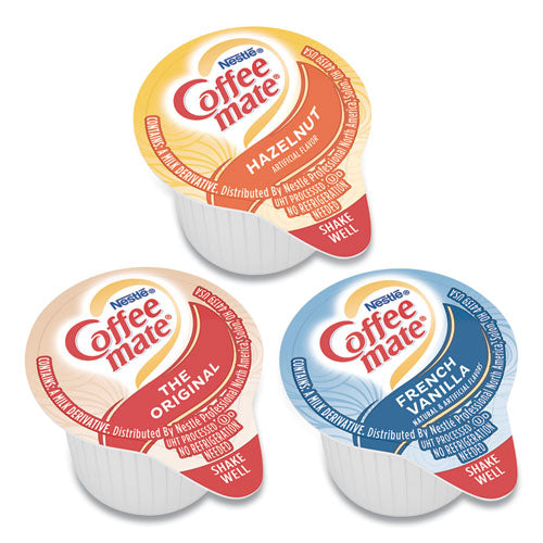 Image of Coffee mate® Liquid Coffee Creamer, Assorted Flavors, 0.38 oz Mini Cups, 150/Carton