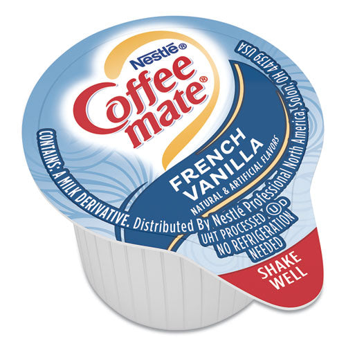 Image of Coffee mate® Liquid Coffee Creamer, French Vanilla, 0.38 oz Mini Cups, 50/Box, 4 Boxes/Carton