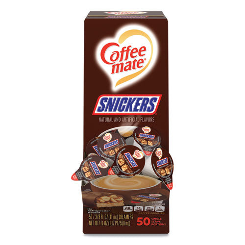 Image of Coffee mate® Liquid Coffee Creamer, Snickers, 0.38 oz Mini Cups, 50/Box