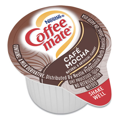 Image of Coffee mate® Liquid Coffee Creamer, Cafe Mocha, 0.38 oz Mini Cups, 50/Box, 4 Boxes/Carton